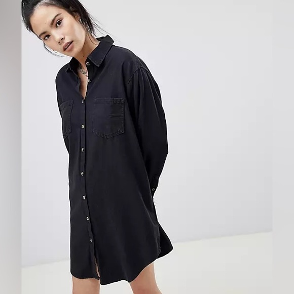 PULL&BEAR Denim Shirt Dress - Picture 1 of 5